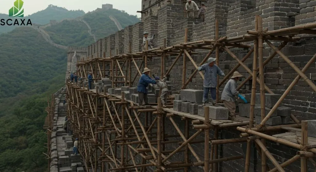Use of Scaffolding in the Construction of the Great Wall of China