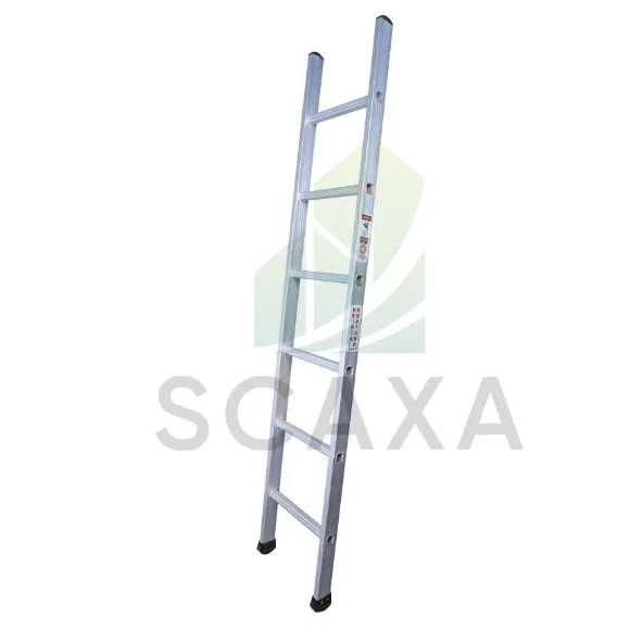 Aluminium straight ladder showcasing lightweight design and durability, essential for scaffolding and construction projects by SCAXA.