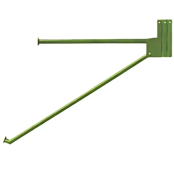 Cantilever frame component for scaffolding, designed for use with Aluminium Beam S-150, showcasing sturdy green metal construction and attachment points.