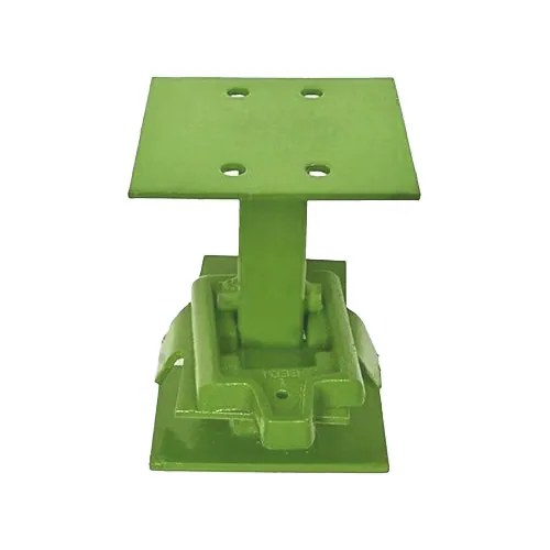 Drop Head scaffold fitting in green, designed for secure attachment of beams in scaffolding systems.