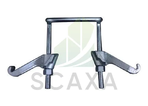 Flange clamp for scaffolding systems, showcasing durable steel construction and adjustable bolts, relevant to BRC 1 connector specifications.