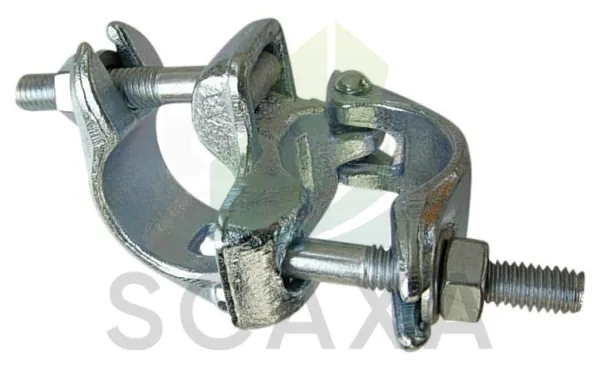 Forged swivel coupler 48X60 with a metallic finish, featuring connecting pins, designed for scaffolding systems and construction applications.