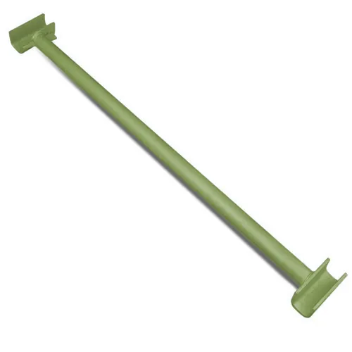 Intermediate transom for scaffolding systems, showcasing a green metal bar with end fittings, relevant to Base Jack 20cm and construction safety.