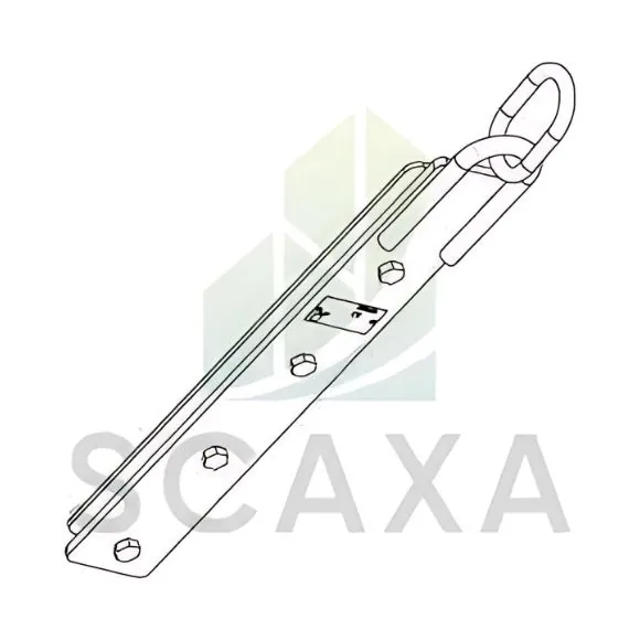Lifting plate with attachment loop and bolts, used in scaffolding and formwork systems, featuring SCAXA branding.