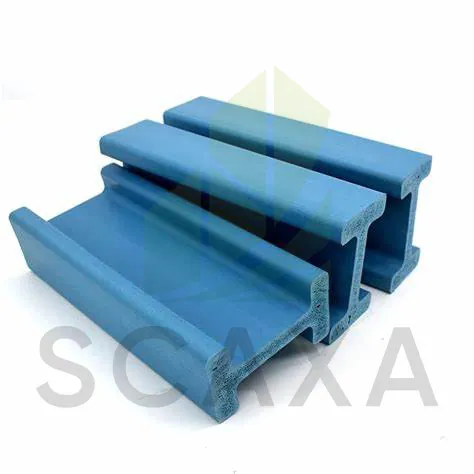 Plastic H20 beam components in blue, showcasing the lightweight and durable design for scaffolding solutions by SCAXA.