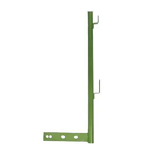 Drop head component for cuplock scaffolding system, featuring a vertical steel pole with a base plate and connection holes, designed for concrete formwork support.