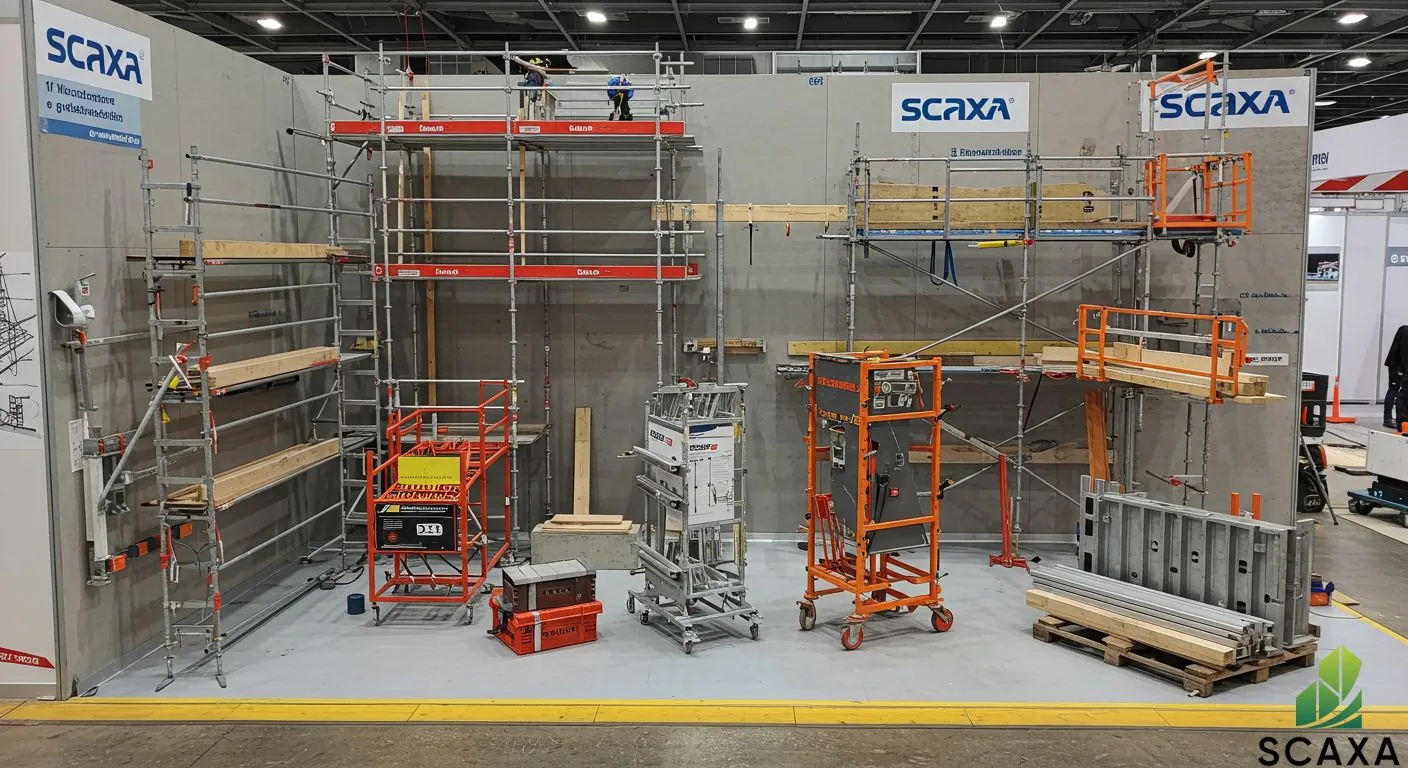 Scaffolding display featuring Scaxa's precision-engineered scaffolding solutions, showcasing various scaffolding types, safety features, and customization options for construction needs.