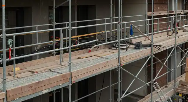 Scaffolding platforms inside a building for MEP installation work
