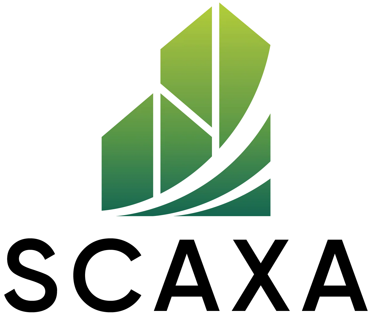SCAXA logo featuring a stylized green and black design representing scaffolding solutions for construction projects.