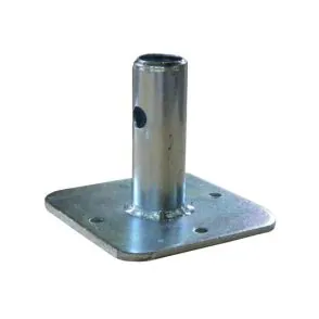 Base plate and vertical post component for portable scaffolding systems, essential for construction and maintenance applications by SCAXA.