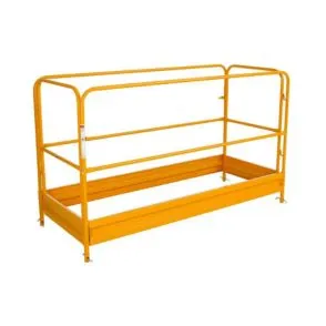 Yellow portable toeboard system for scaffolding, designed for construction and maintenance applications, highlighting SCAXA's scaffolding solutions.