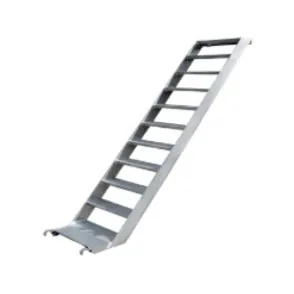 Portable aluminum ladder designed for stairways, showcasing multiple steps for construction and maintenance applications.