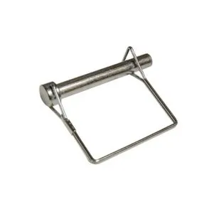 Locking pin or U-shaped pin used in Baker Scaffolding for securing components in construction projects.