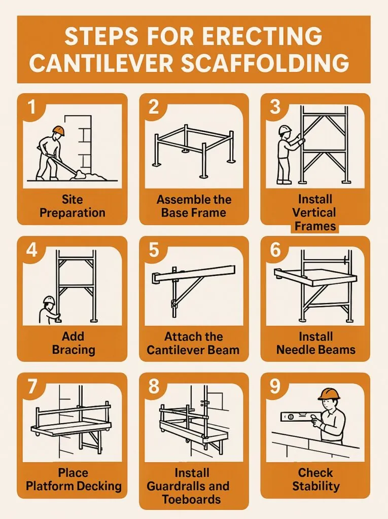 Steps for Erecting Cantilever Scaffolding